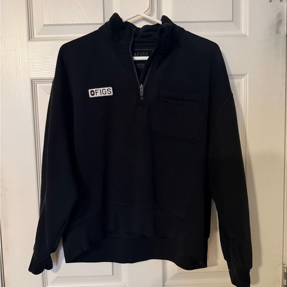 FIGS Unisex Black Quarter-Zip Sweater